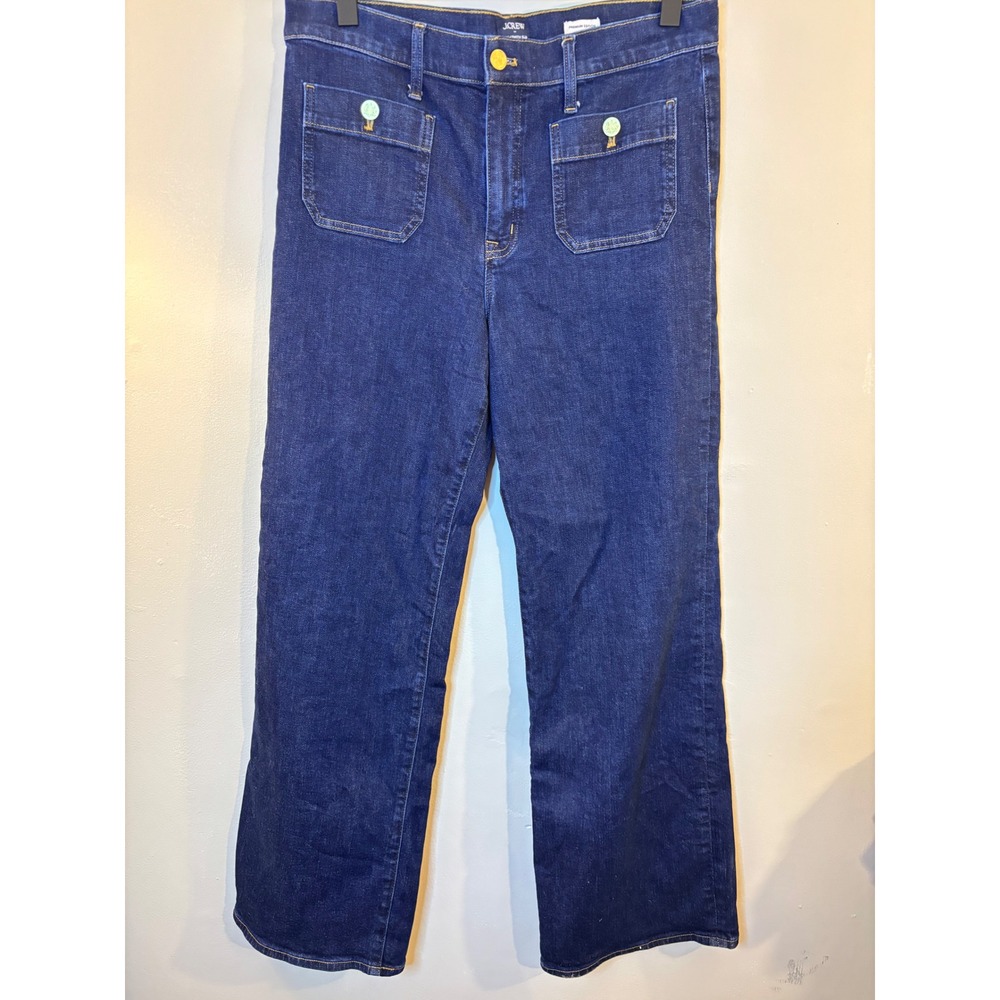 J Crew Full Length Slim Wide Leg 31 Tall 32 in Inseam Gold Buttons